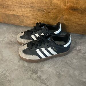 Adidas Kids Black, White, and Gray Sambas